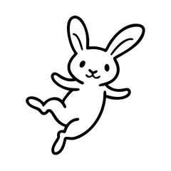 Stylized vector illustration of a playful rabbit in mid air pose