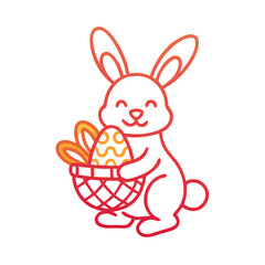Minimalist outline illustration of an Easter bunny carrying an Easter basket