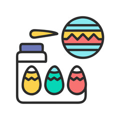 Easter egg decorating kit with brush and three colored eggs and template
