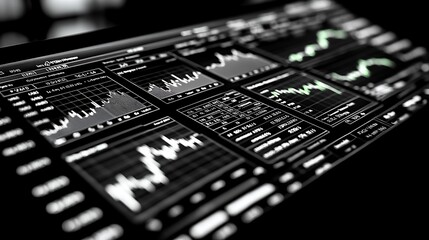 Close-up view of multiple financial data screens.