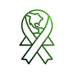 Green Environmental Awareness Ribbon with Earth Shape Promoting Conservation Efforts