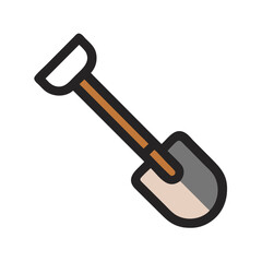 Illustration of a colorful shovel with a black outline on a white background