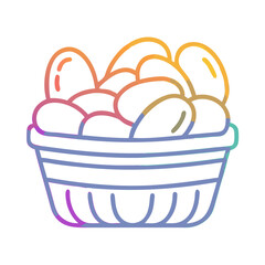 Colorful stylized illustration of beans in a container, with a gradient effect
