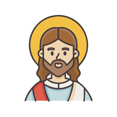 Cartoon depiction of Jesus Christ with a golden halo around his head