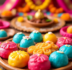 Fototapeta premium vibrant indian sweets and desserts for festive occasions