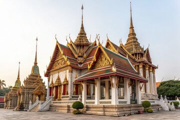 Fototapeta premium Majestic Buddhist Temple Architecture with Intricate Spires and Details