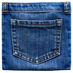 Blue denim jeans pocket isolated on transparent background