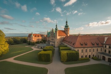 Obraz premium Historic Castle Estate Green Gardens architecture building