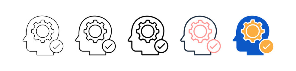 Mindset different style icons set vector illustration. 