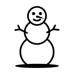 Simple Outline Snowman Icon for Winter, Christmas, and Holiday Themes