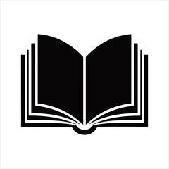 Open Book Icon Silhouette for Education, Reading, and Learning Concepts