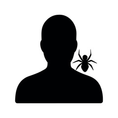 Black spider on silhouette of person arachnid insect