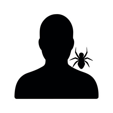 Black spider on silhouette of person arachnid insect