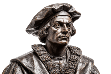 A statue of a man wearing a hat and a robe