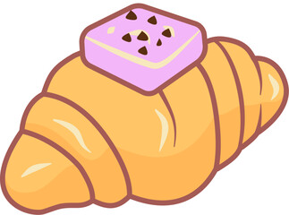 Vector illustration of assorted croissants with various toppings, perfect for bakery design, food icons, menu graphics, and pastry decorations.