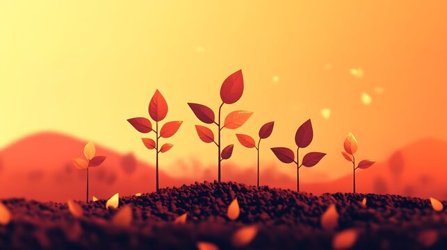 A visual metaphor of planting seeds and growing profit trees representing ROI