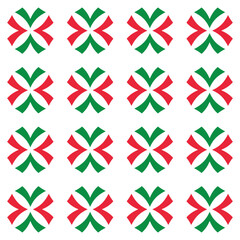 A modern geometric abstract seamless pattern featuring red and green floral shapes. Ideal for textile designs, wallpapers, or digital backgrounds.