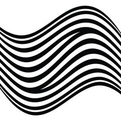 Abstract black and white background with a seamless optical art pattern of striped lines, perfect for modern design or an illusion-like wallpaper