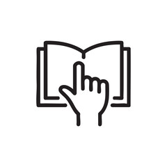 Fototapeta premium Interactive Learning A Hand Touching an Open Book Symbolizing Education, Guidance, and Knowledge Acquisition on a Transparent Backdrop for Design Versatility