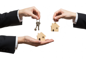 Handing over house keys isolated on transparent background