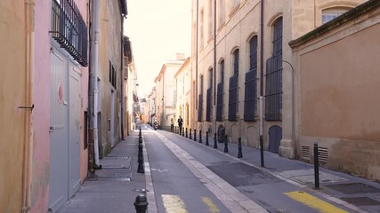 Aix En Provence France - March 24 2025: City Streets Warm Morning Light European Alley