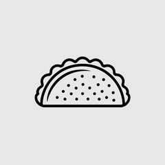 Simple line art icon of a taco on a plain background