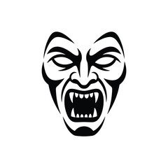 Fierce vampire face with fangs and angry eyes