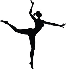 Fototapeta premium Graceful dancer in arabesque pose performing ballet moves silhouette