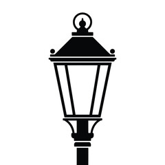Classic black silhouette of an ornate street lamp