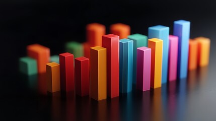 A 3D bar graph illustrating stock market performance across different sectors