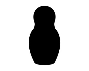 Black silhouette of a matryoshka doll, a traditional Russian nesting doll.