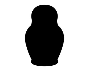 Silhouette of a traditional Russian nesting doll against a white background