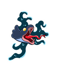dark sea monster cartoon illustration
