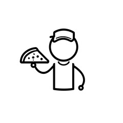 Obraz premium Cartoon vector illustration of a funny boy chef character holding a tray of food