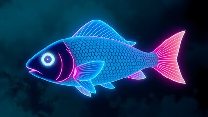 Fototapeta premium Neon Fish Against a Dark Scene