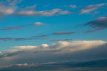 Wispy clouds against a bright blue sky white grey