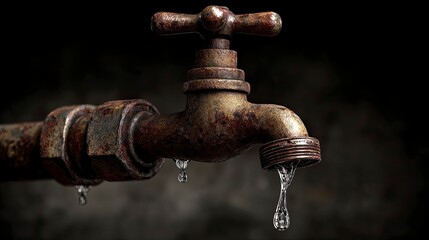 Rusty faucet dripping water