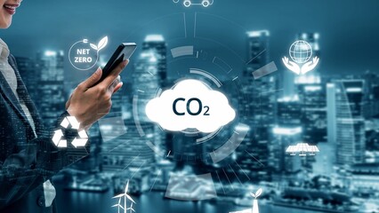 Net zero goals and CO2 reduction strategy driving sustainability, green energy integration, net zero emissions policies, and climate-friendly sustainability solutions for business and society. Muxer