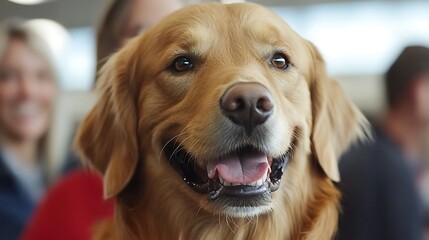 Close-up of a golden retriever dog.