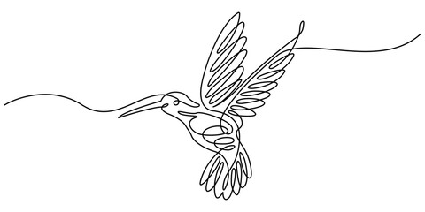 One line drawing of birds. Small bird in continuous one line drawing. Single line art illustration of flying bird. line drawing art of birds. Editable vector.