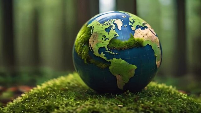 Earth On Soil In Forest With Ferns And Sunlight created with generative ai
