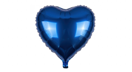 Blue heart balloon, love and celebration isolated on transparent background