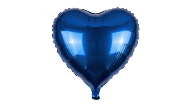 Blue heart balloon, love and celebration isolated on transparent background