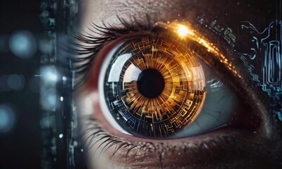 Eye of futuristic and Innovative Imagery AI and Automation use of artificial intelligence and automation in business processes, illustrating efficiency and productivity created with generative ai
 - Powered by Adobe