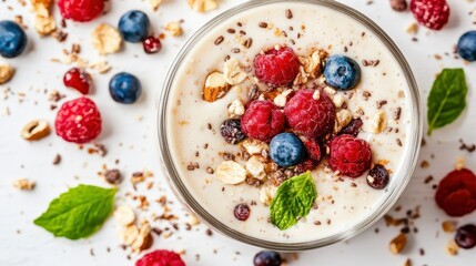 Fresh Berry Yogurt Parfait with Granola and Chia Seeds
