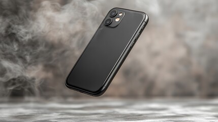 A sophisticated mobile phone against a backdrop of smoky haze.