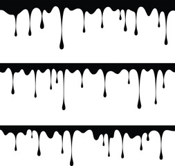 dripping paint silhouette, seamless paint border, ink drip vector, liquid drop design, black white drip pattern, decorative paint border clipart, silhouette art