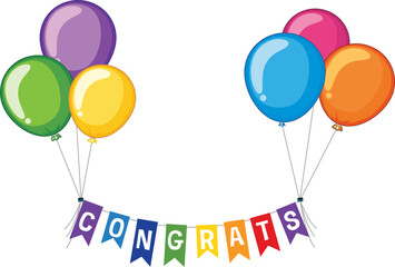 a vector illustration of congratulations decoration item with balloons