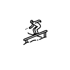 Naklejka premium Graffiti-Style Rail Jam Ski Icon – Grind Rail Line Art – Edgy Urban Event Logo