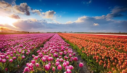 Naklejka premium blooming tulips in the netherlands